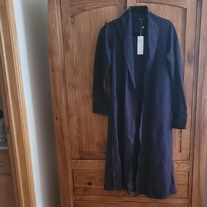 Eileen Fisher Boiled Wool Deep Blue Trench Coat